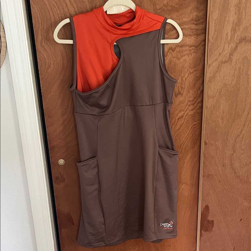 adidas Asymmetrical Dress in Brown and Orange